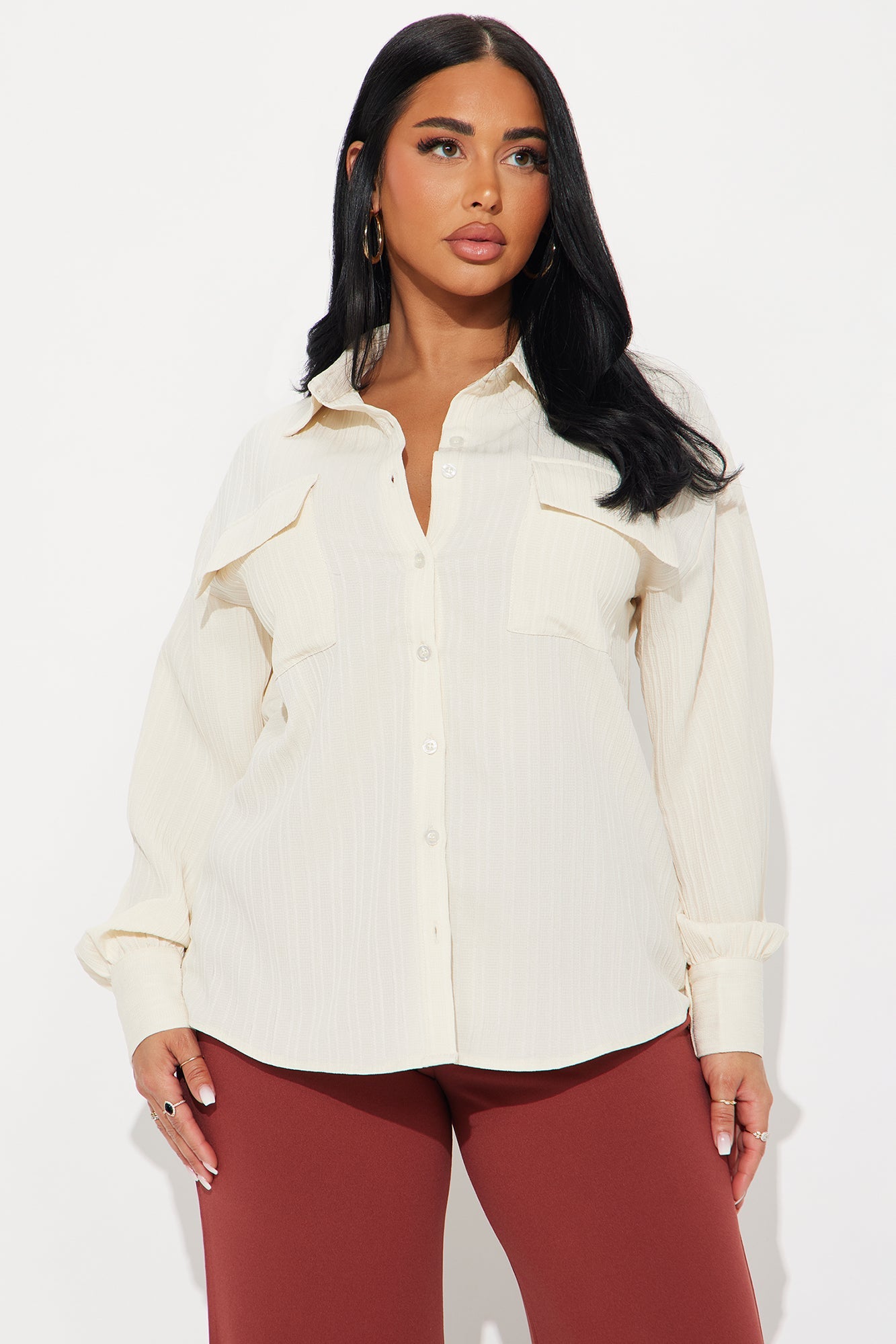 Taking It Easy Textured Shirt - Cream