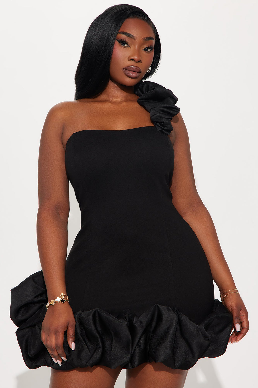 Wilma Ruffle Mini Dress - Black
