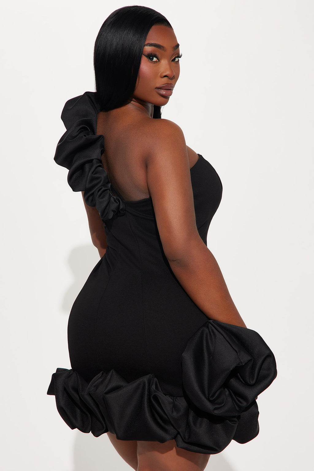 Wilma Ruffle Mini Dress - Black