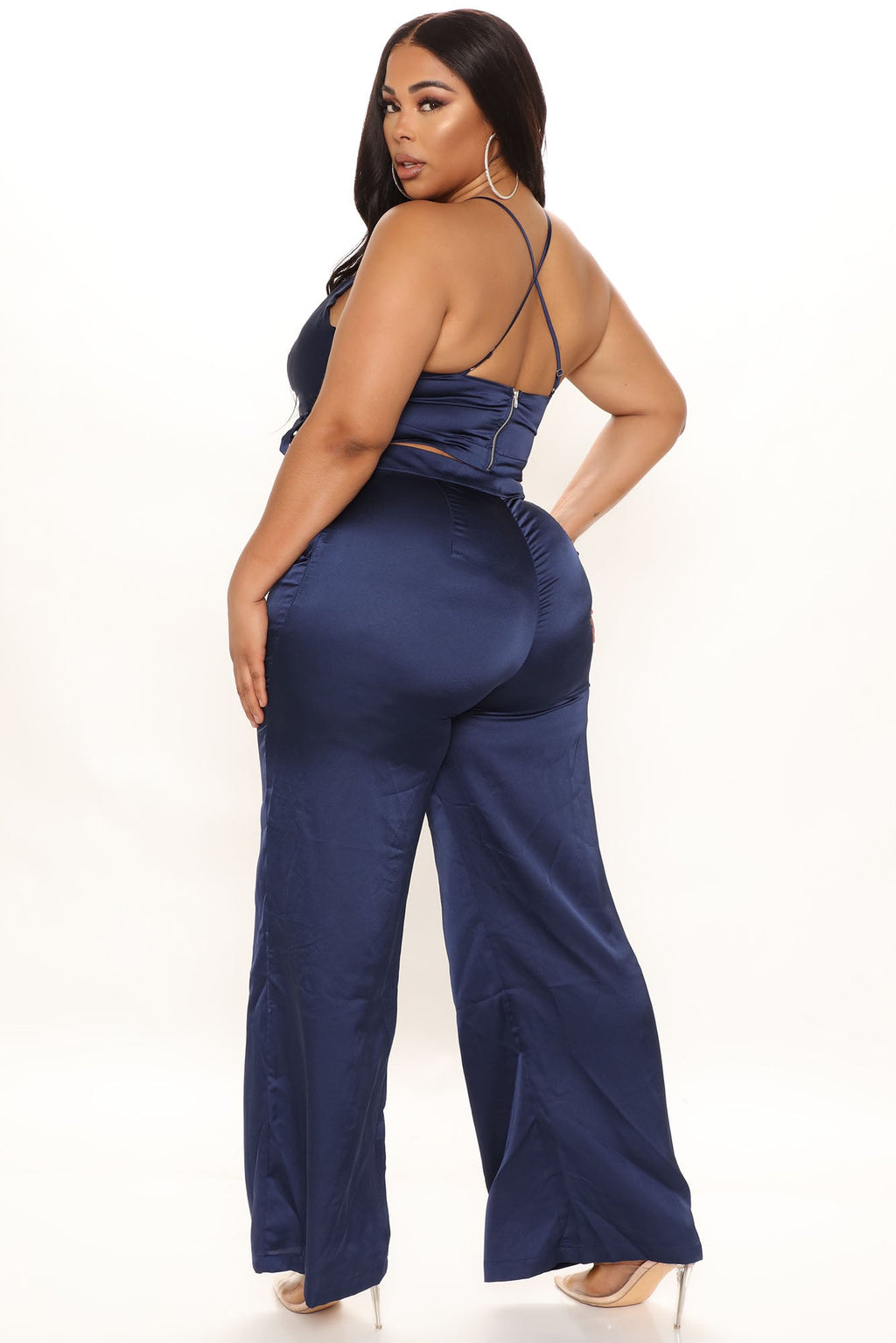 Luxury Views Satin Pant Set - Navy