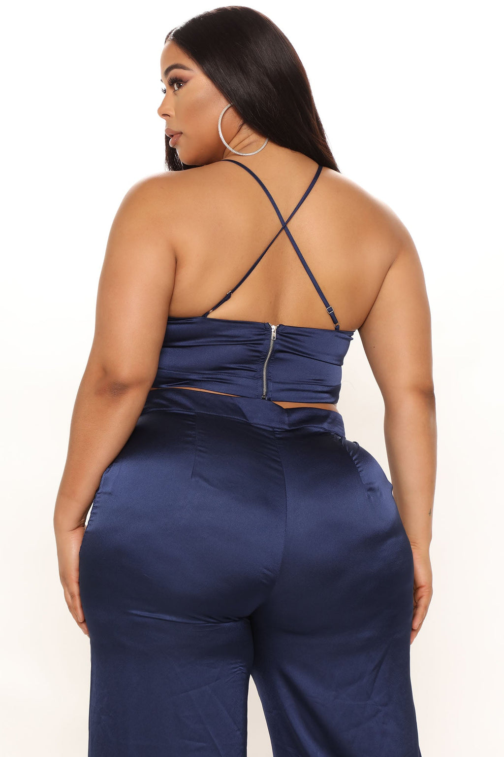 Luxury Views Satin Pant Set - Navy