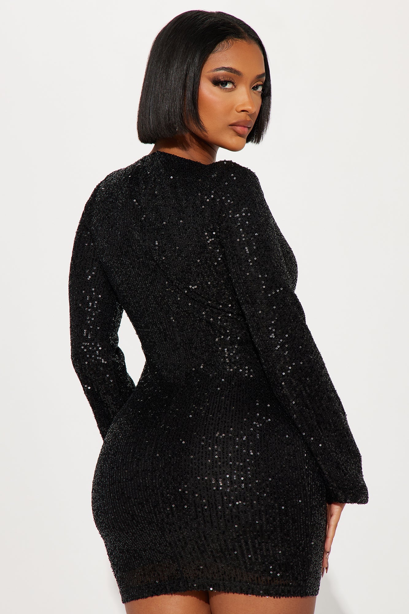 Leslie Sequin Mini Dress - Black