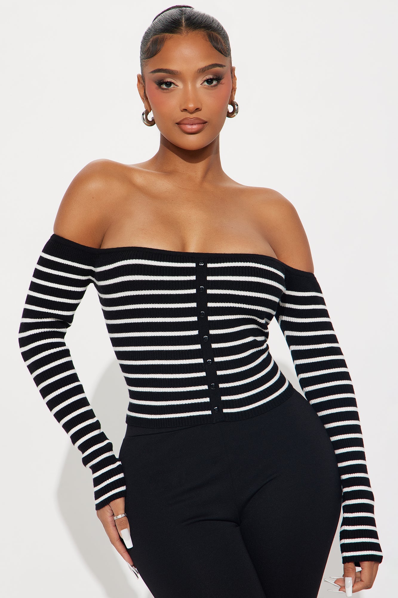 Layla Striped Sweater - Black/White