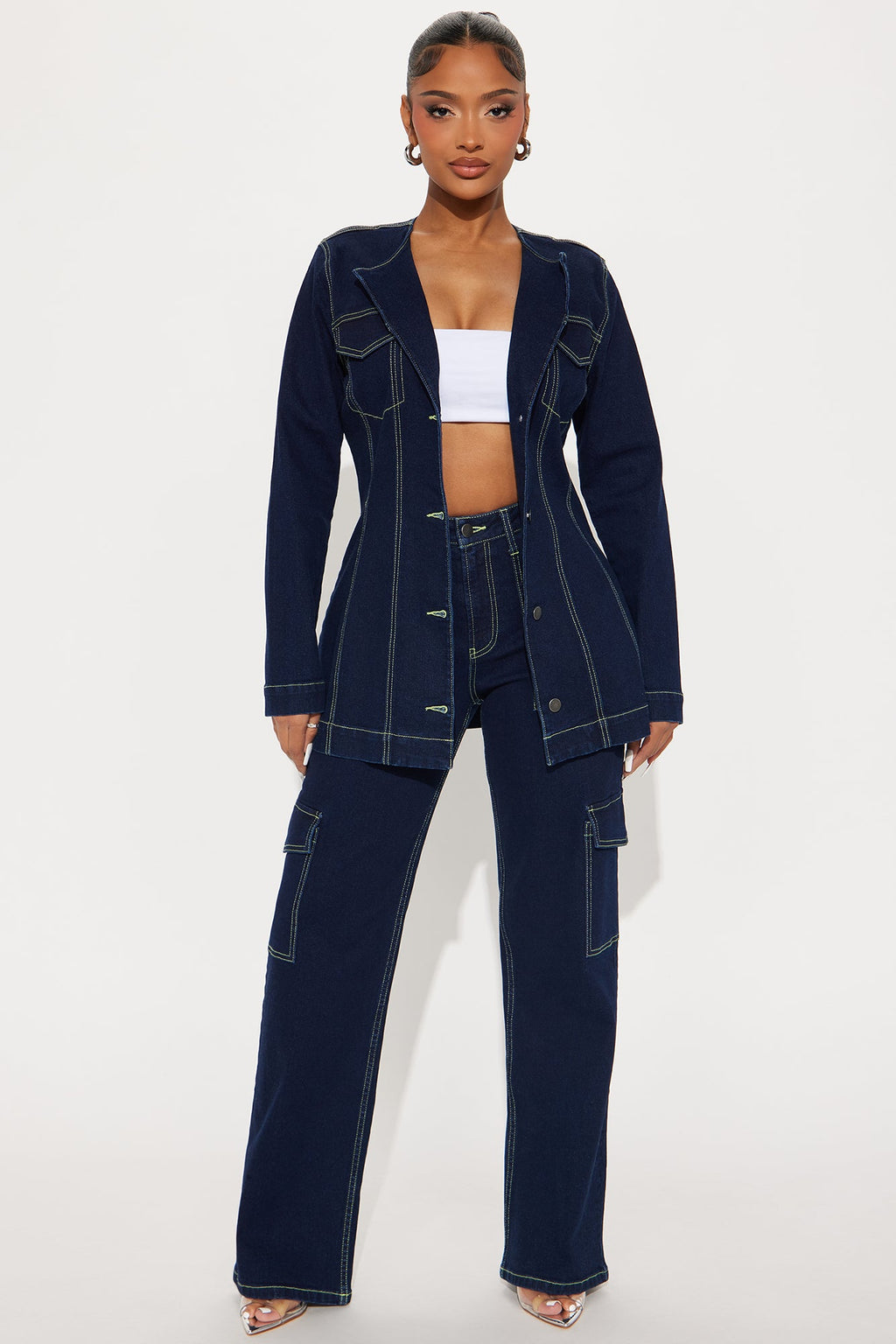 Sofia Denim Pant Set - Dark Denim