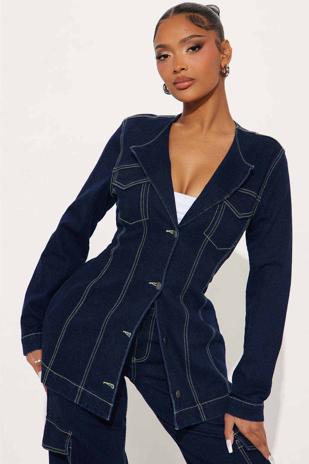 Sofia Denim Pant Set - Dark Denim