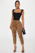 Mila Leopard Capri Legging - Brown/combo