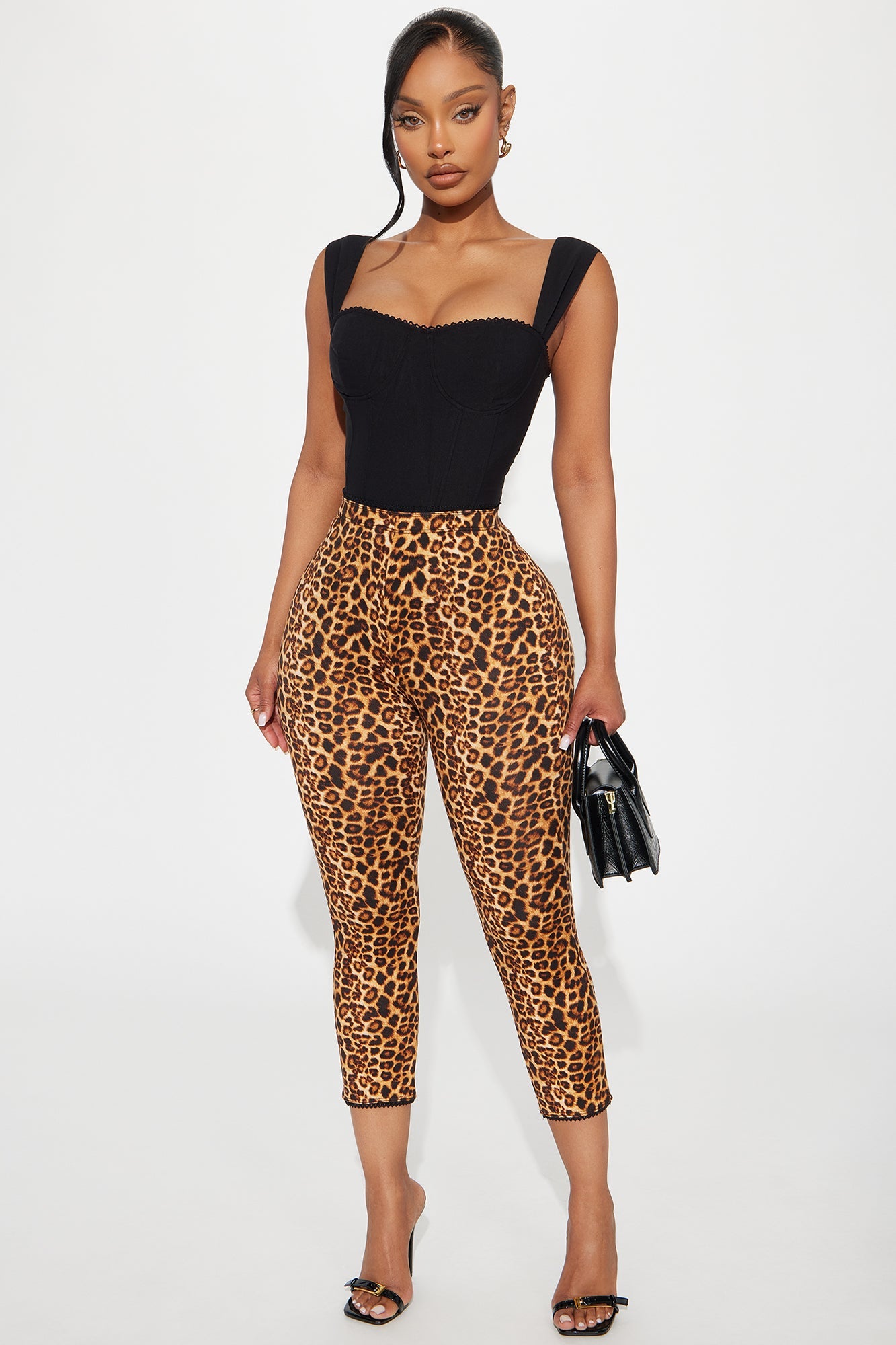 Mila Leopard Capri Legging - Brown/combo