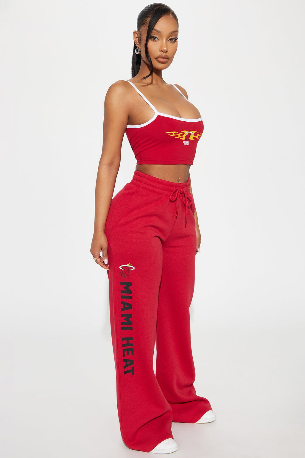Miami Heat Warm Up Wide Leg Pant - Red
