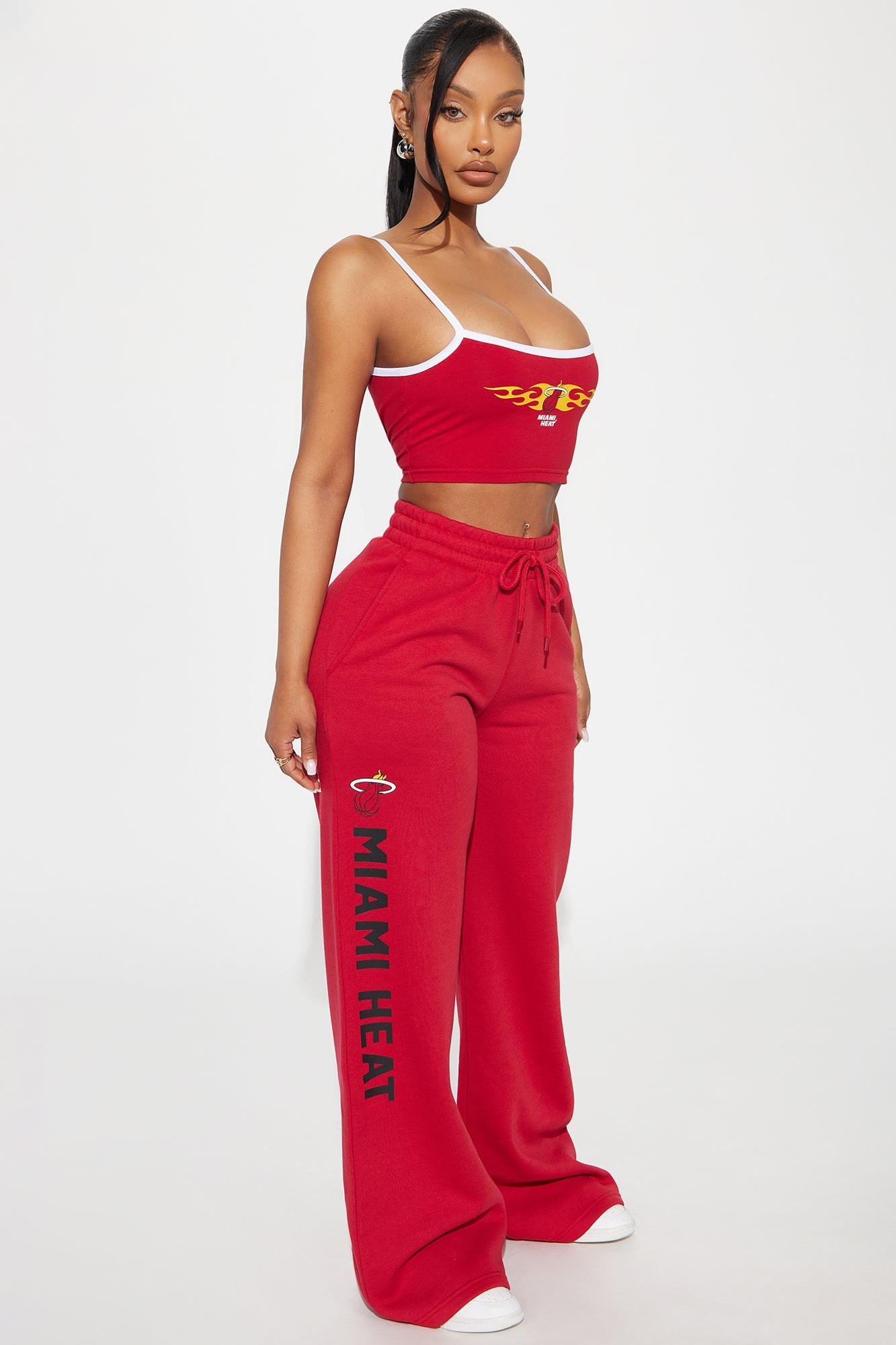Miami Heat Warm Up Wide Leg Pant - Red