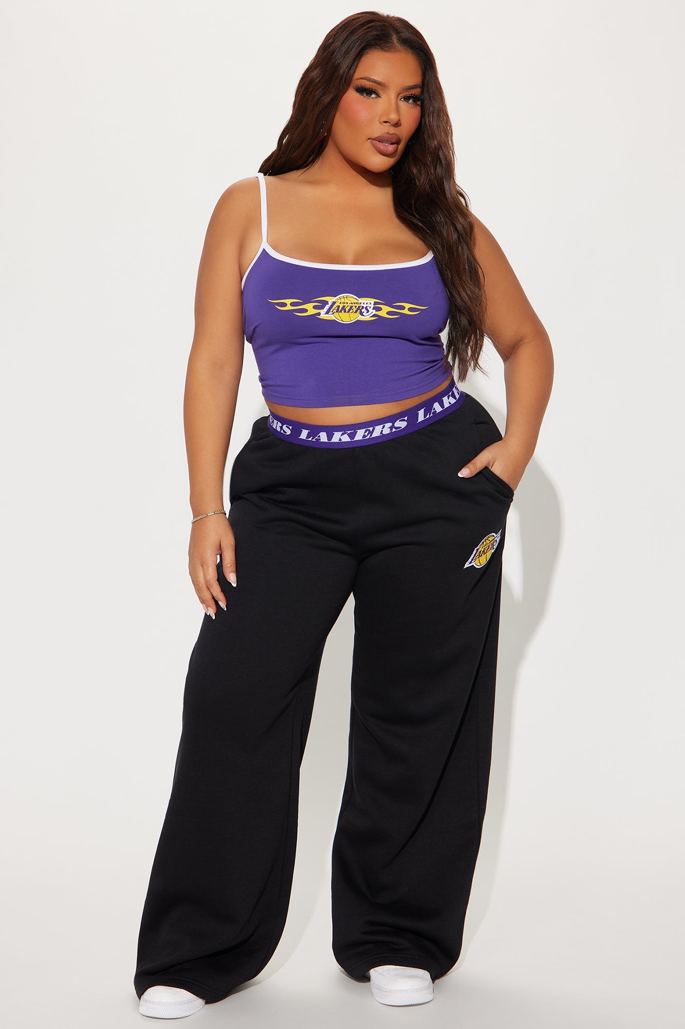 Lakers Free Throw Wide Leg Pant - Black