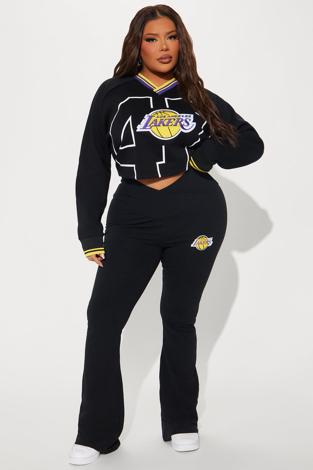 Lakers Courtside Wide Leg Pant - Black