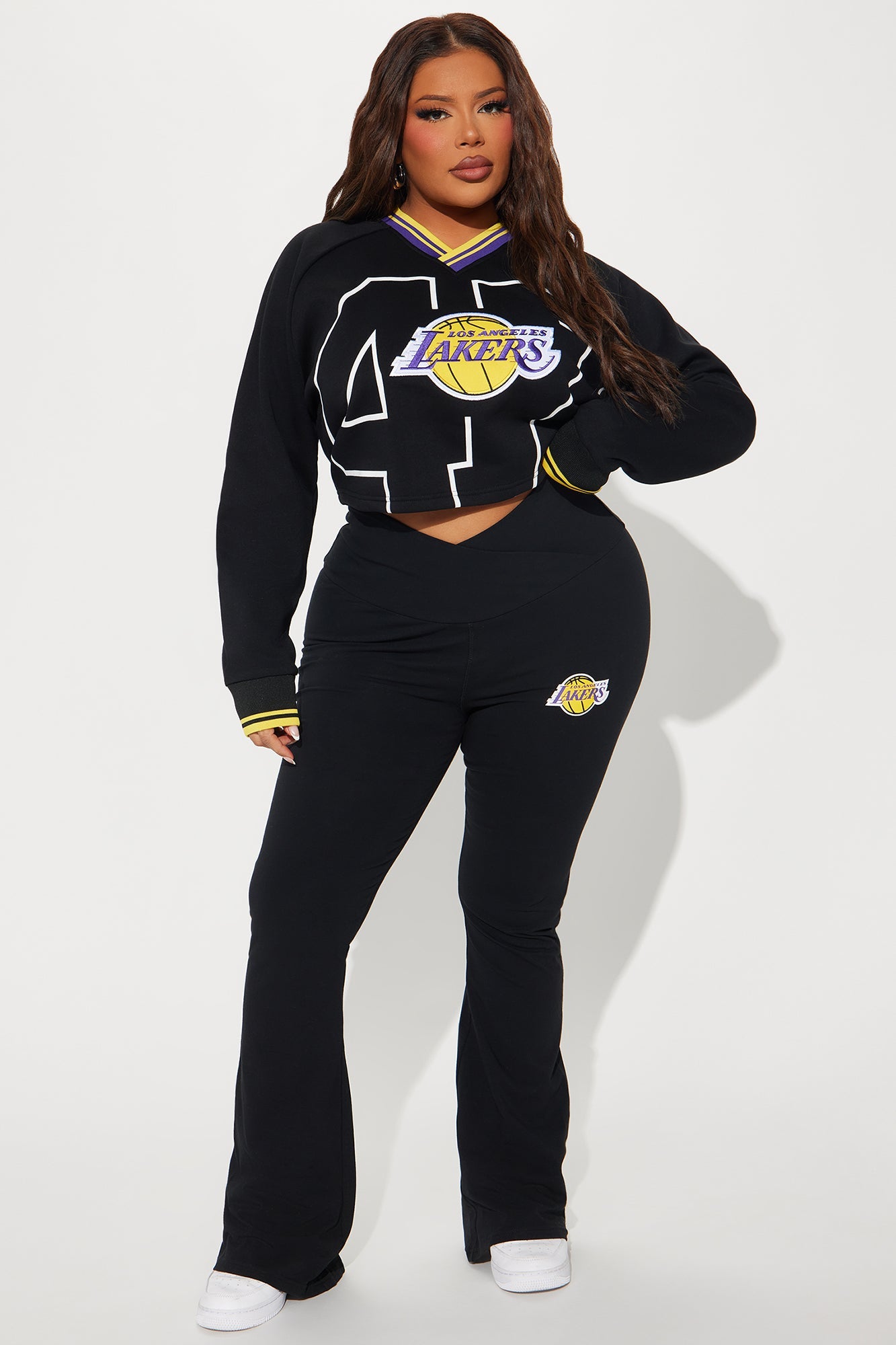 Lakers Courtside Wide Leg Pant - Black