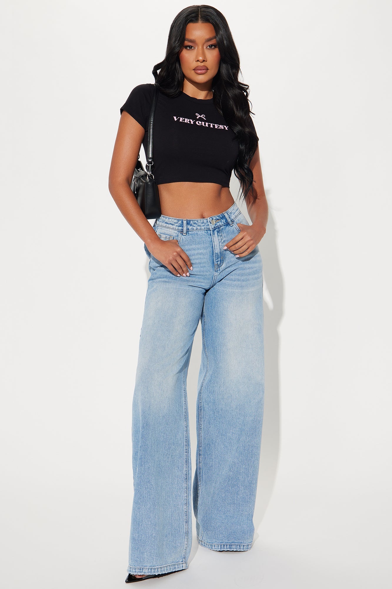 Tall Brianca Bow Wide Leg Jeans - Light Wash