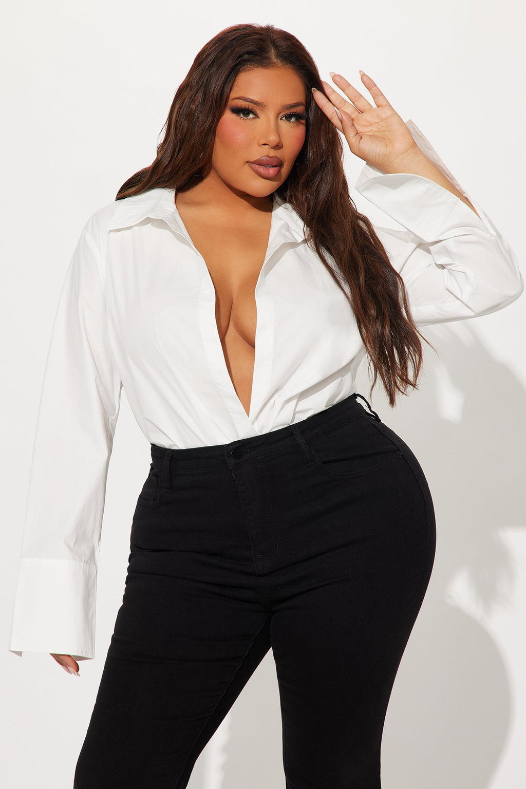 Big Boss Poplin Bodysuit - White
