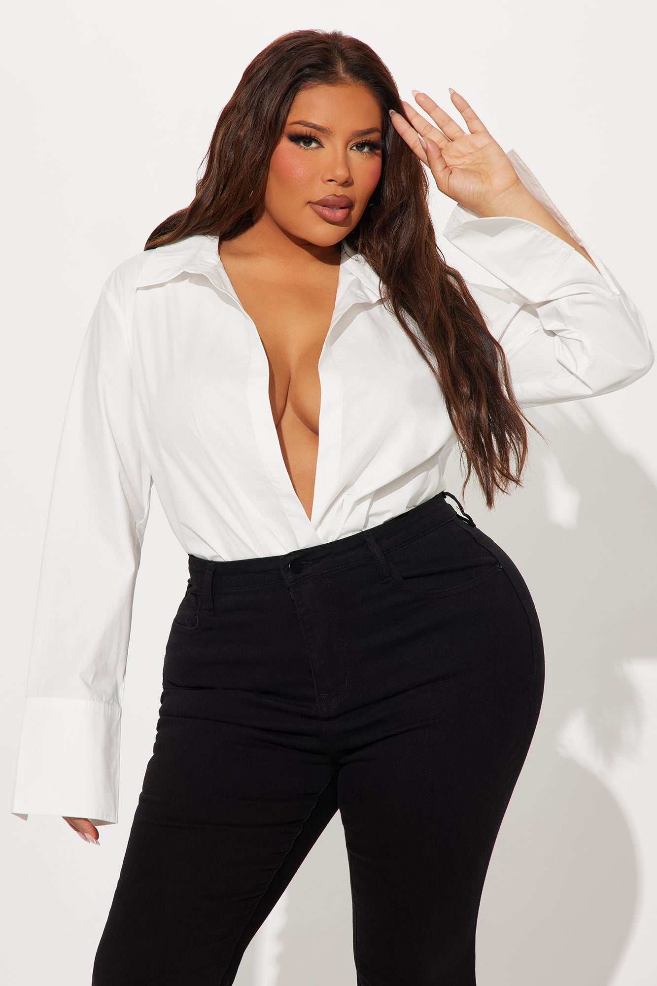 Big Boss Poplin Bodysuit - White