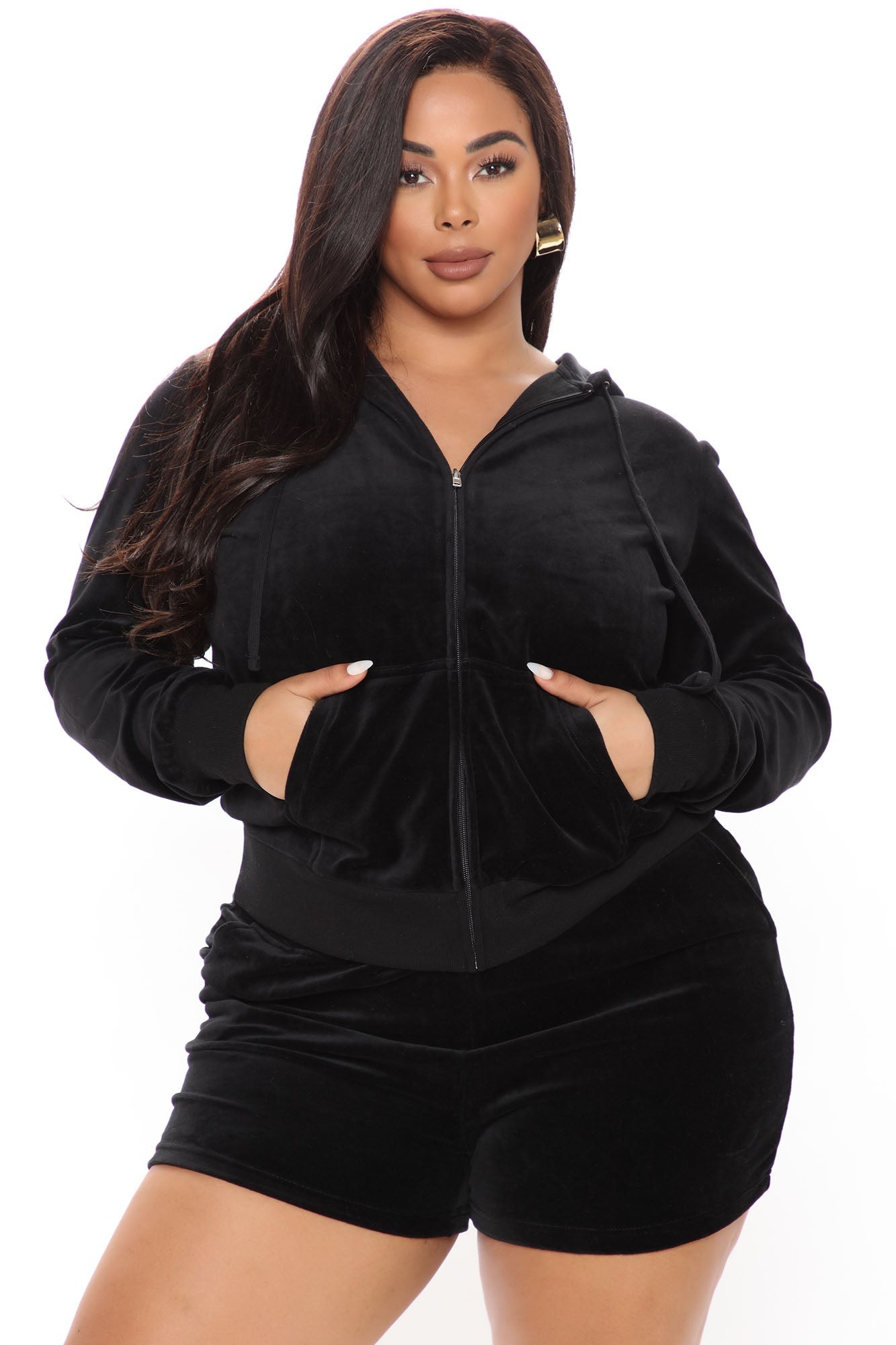 The OG Trendsetter Velour Short Set - Black