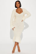 All Fuzzy Sweater Maxi Dress Set - Cream