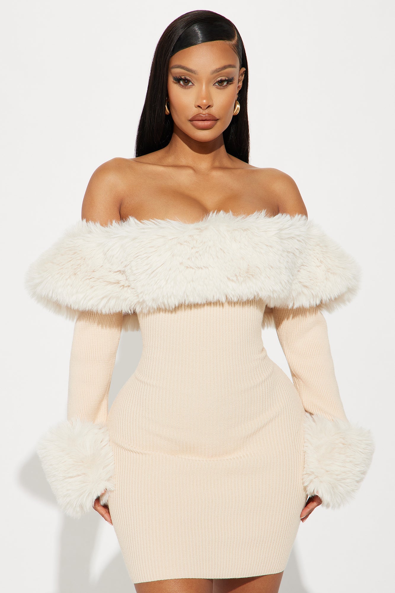 Maci Sweater Mini Dress - Beige