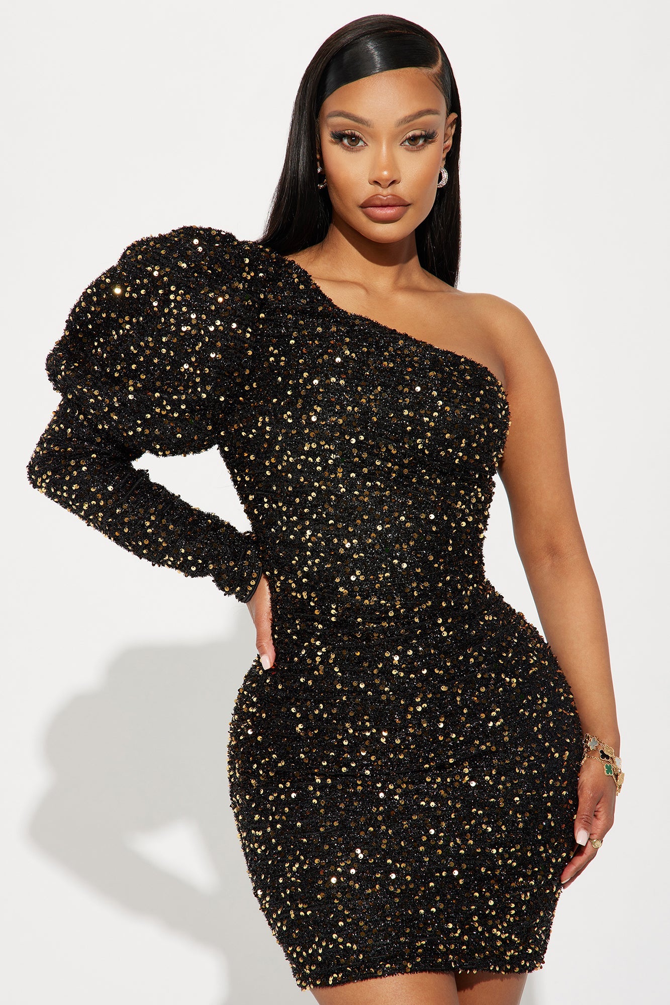 Sandy Sequin Mini Dress - Black/combo