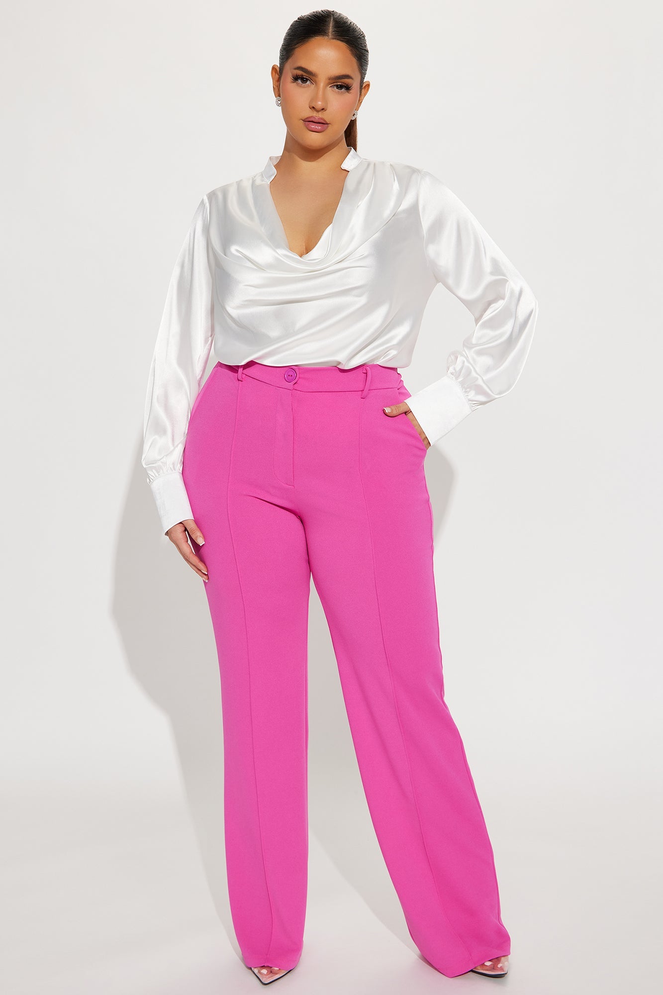 Heidi Wide Leg Trouser Pant - Fuchsia