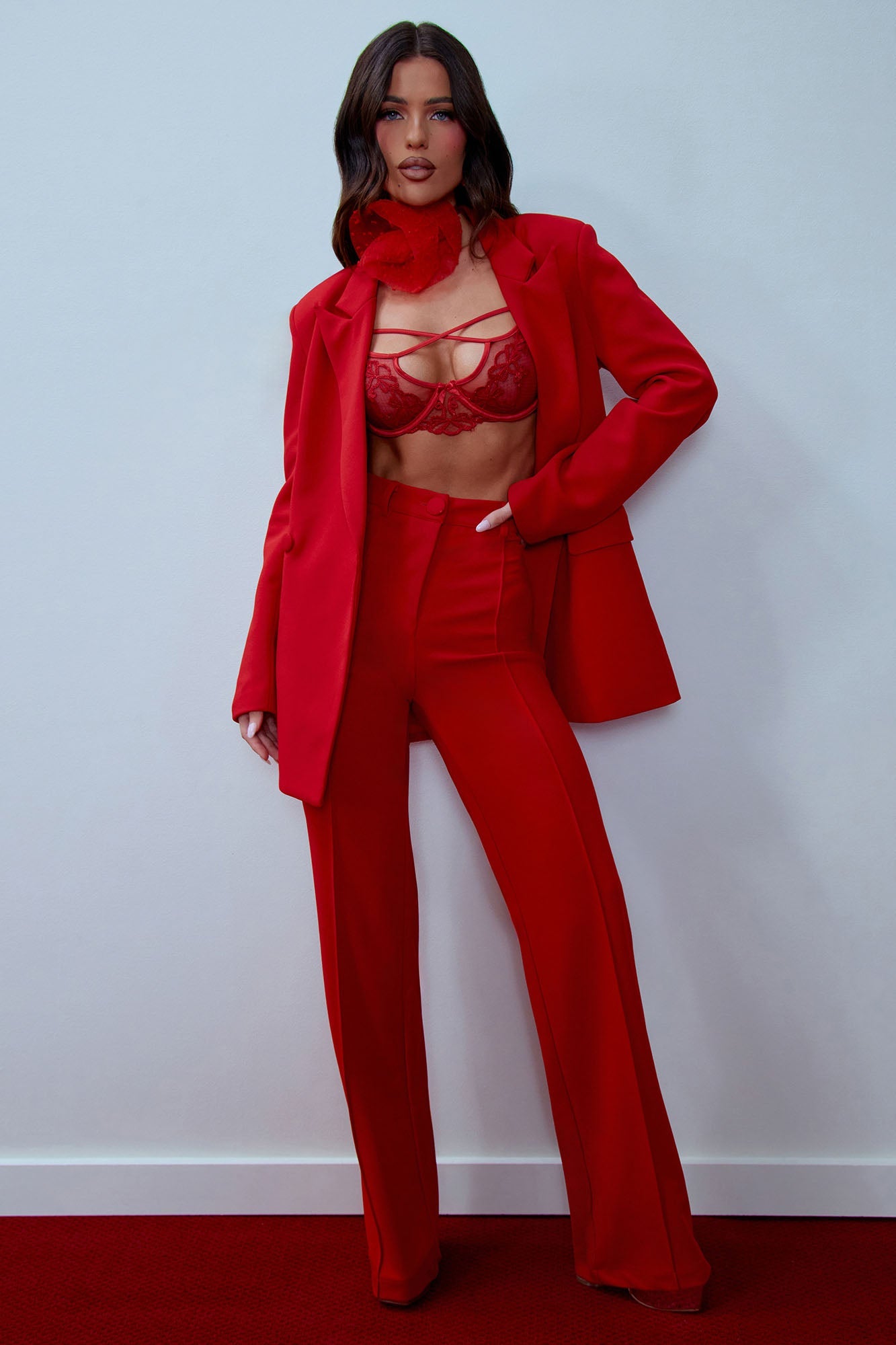 Dreamy Moments Blazer Set - Red