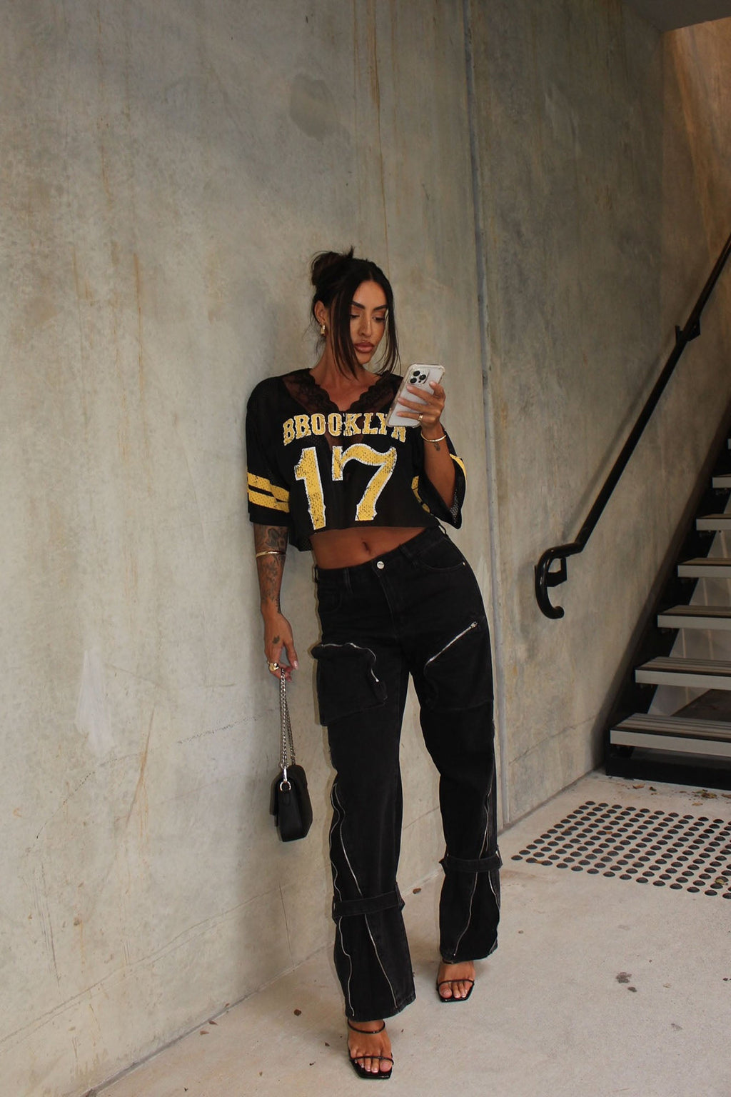 Got It All Non Stretch Zip Cargo Jean - Black Wash