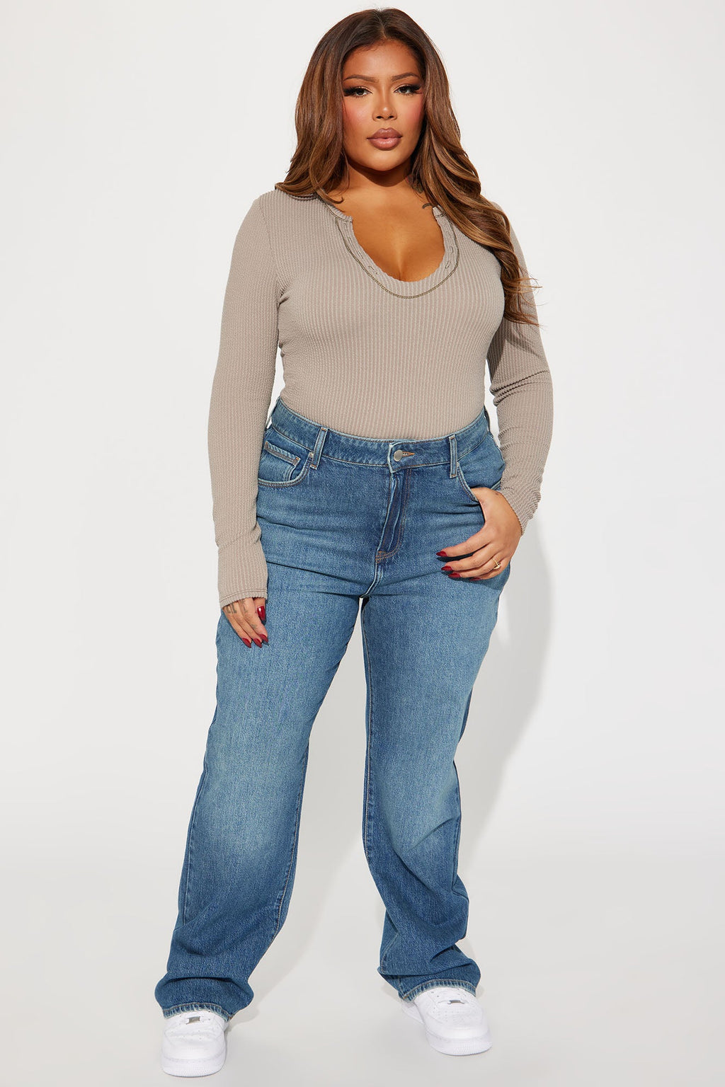 Kiss And Tell High Rise Low Stretch Straight Leg Jeans - Vintage Wash