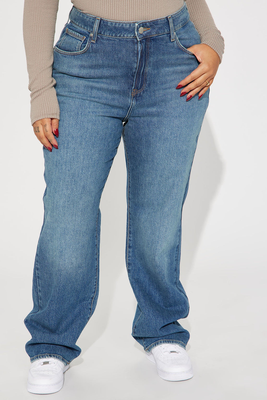 Kiss And Tell High Rise Low Stretch Straight Leg Jeans - Vintage Wash