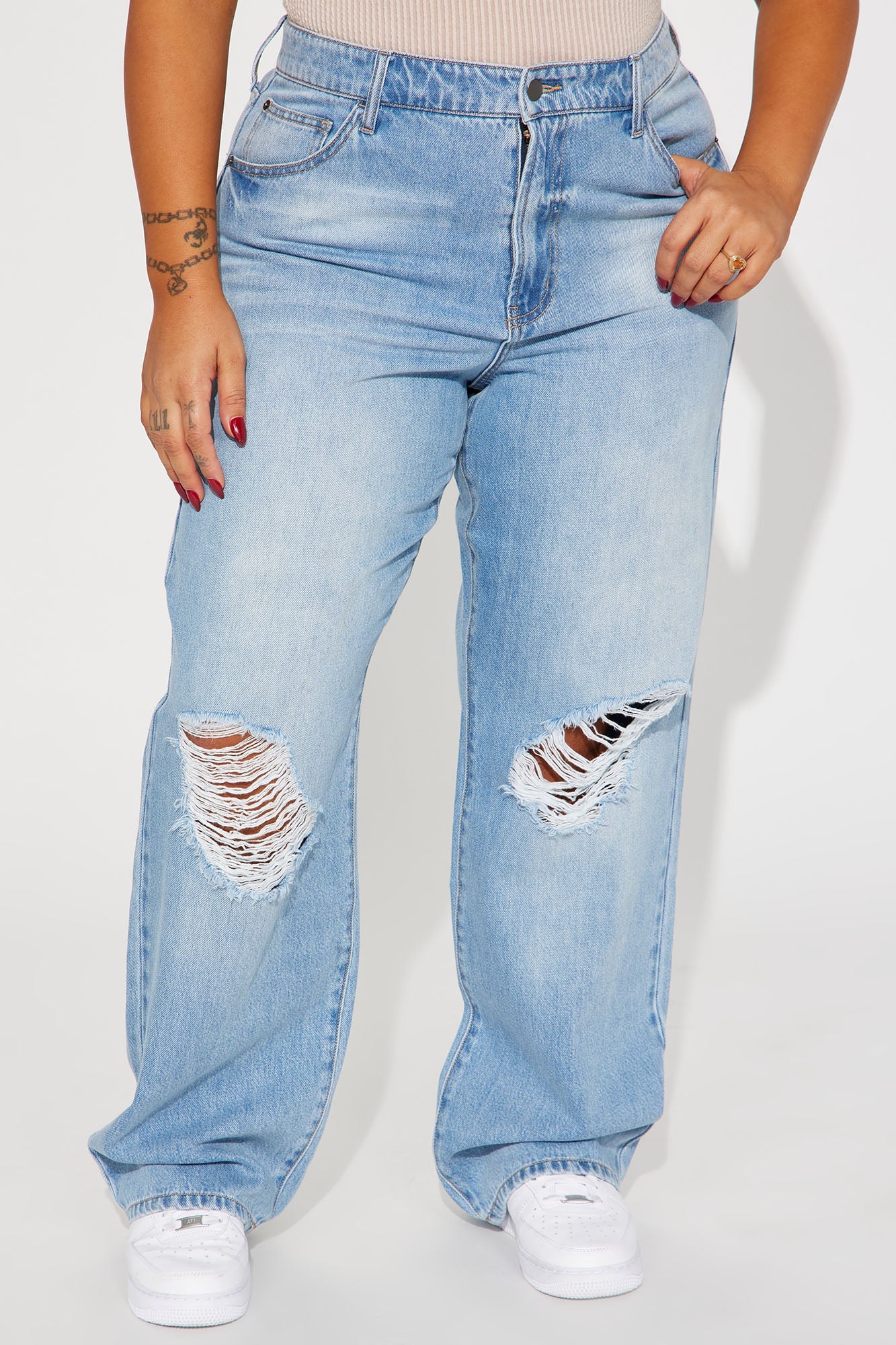 Broken Boyfriend No Stretch Straight Leg Jeans - Light Wash