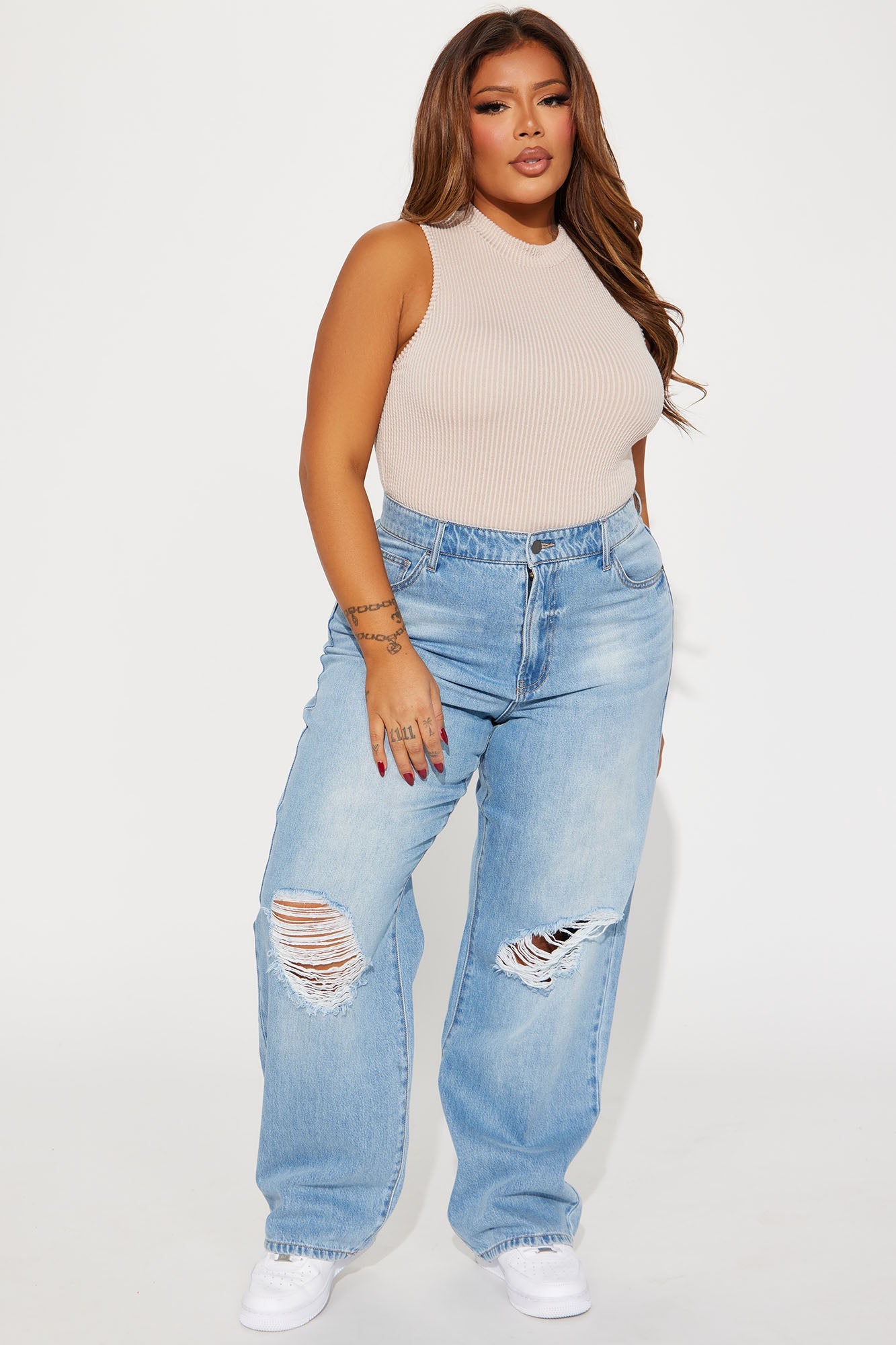 Broken Boyfriend No Stretch Straight Leg Jeans - Light Wash