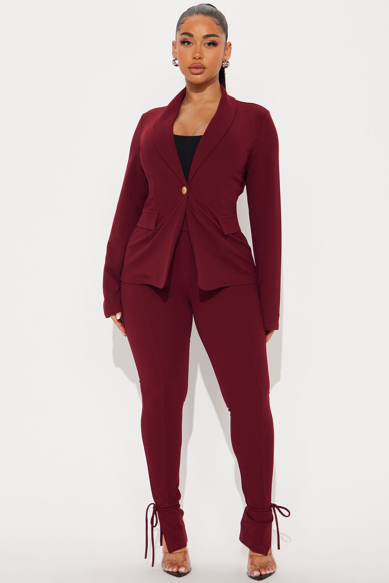 Head Of The Table Pant Suit - Burgundy