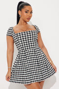 Ophelia Gingham Mini Dress - Black/White