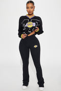 Lakers Courtside Wide Leg Pant - Black