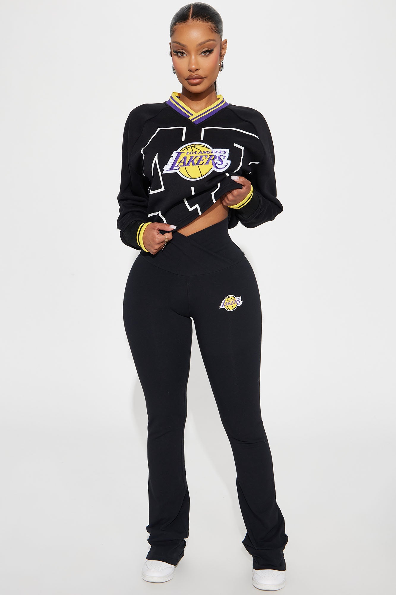 Lakers Courtside Wide Leg Pant - Black