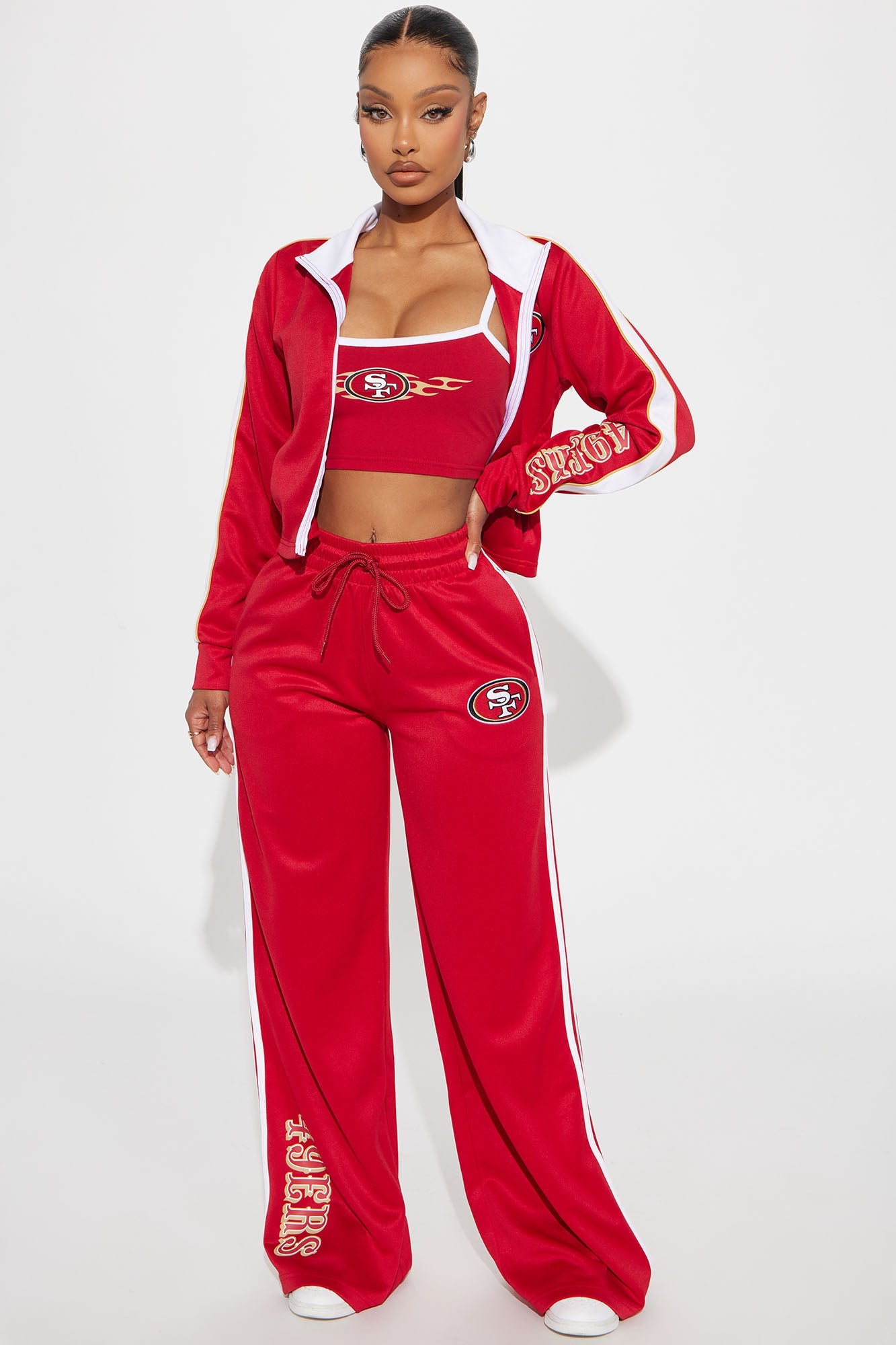 49ers Nation Zip Up Track Jacket - Red