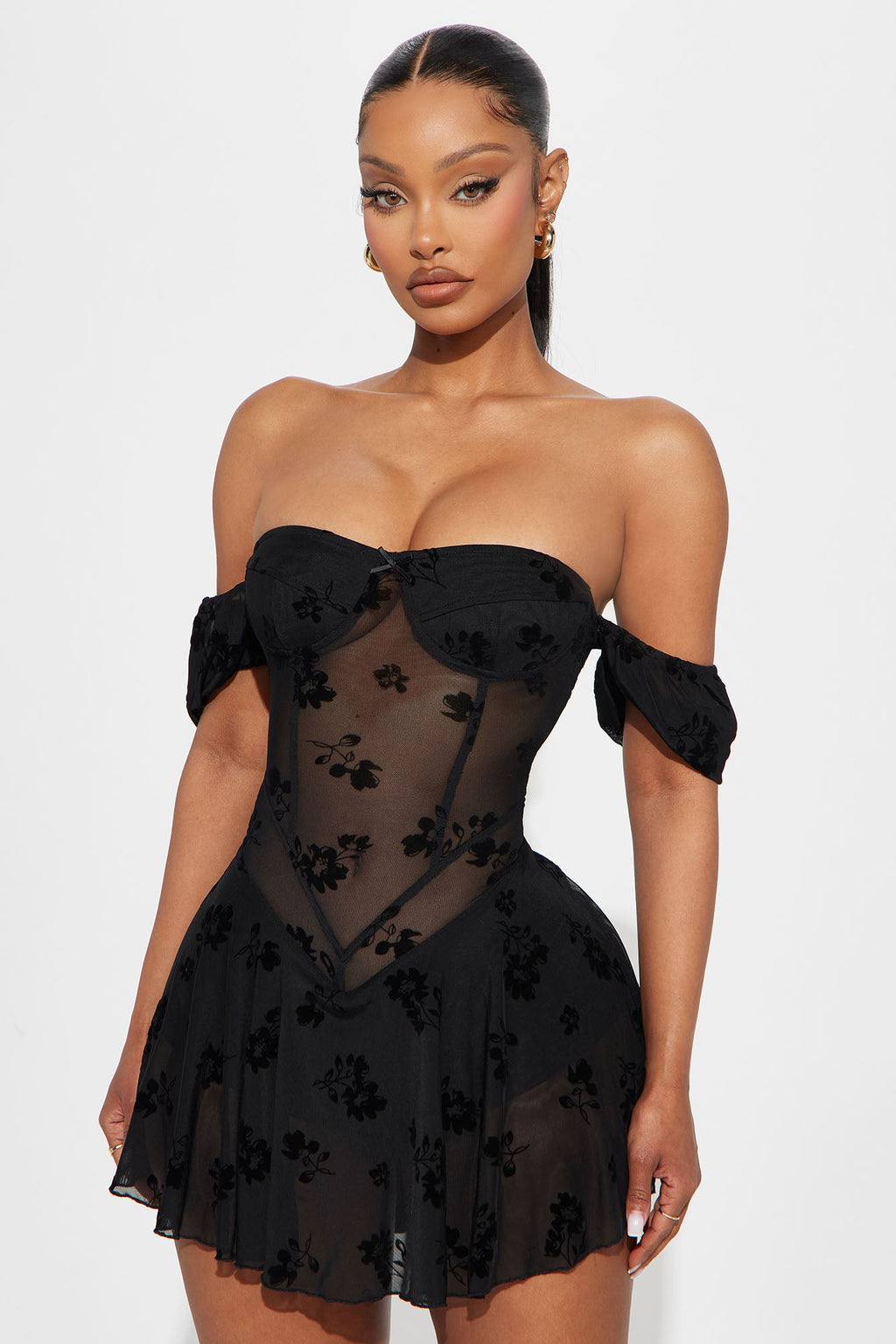 Mystic Mood Mesh Micro Mini Dress - Black