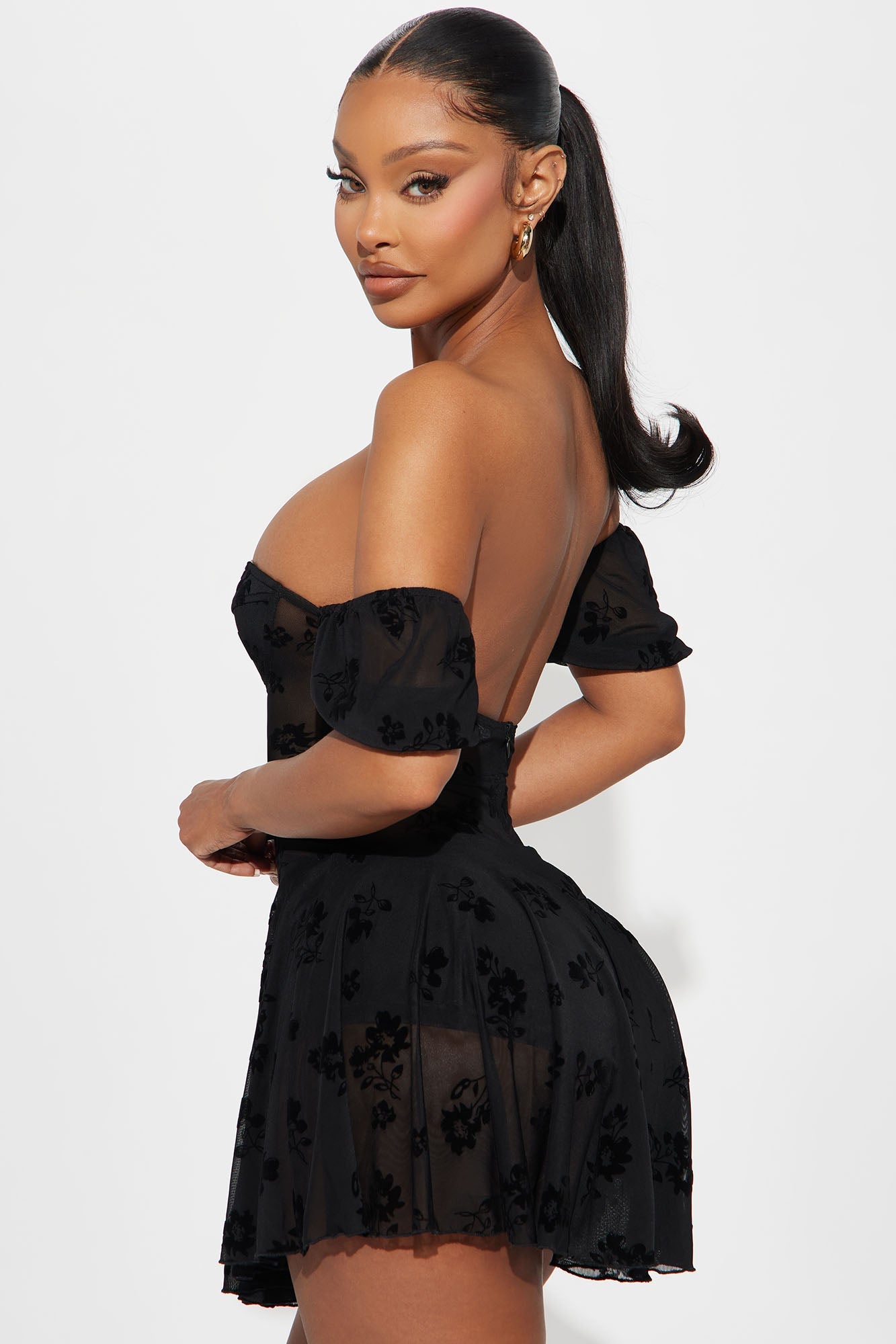 Mystic Mood Mesh Micro Mini Dress - Black