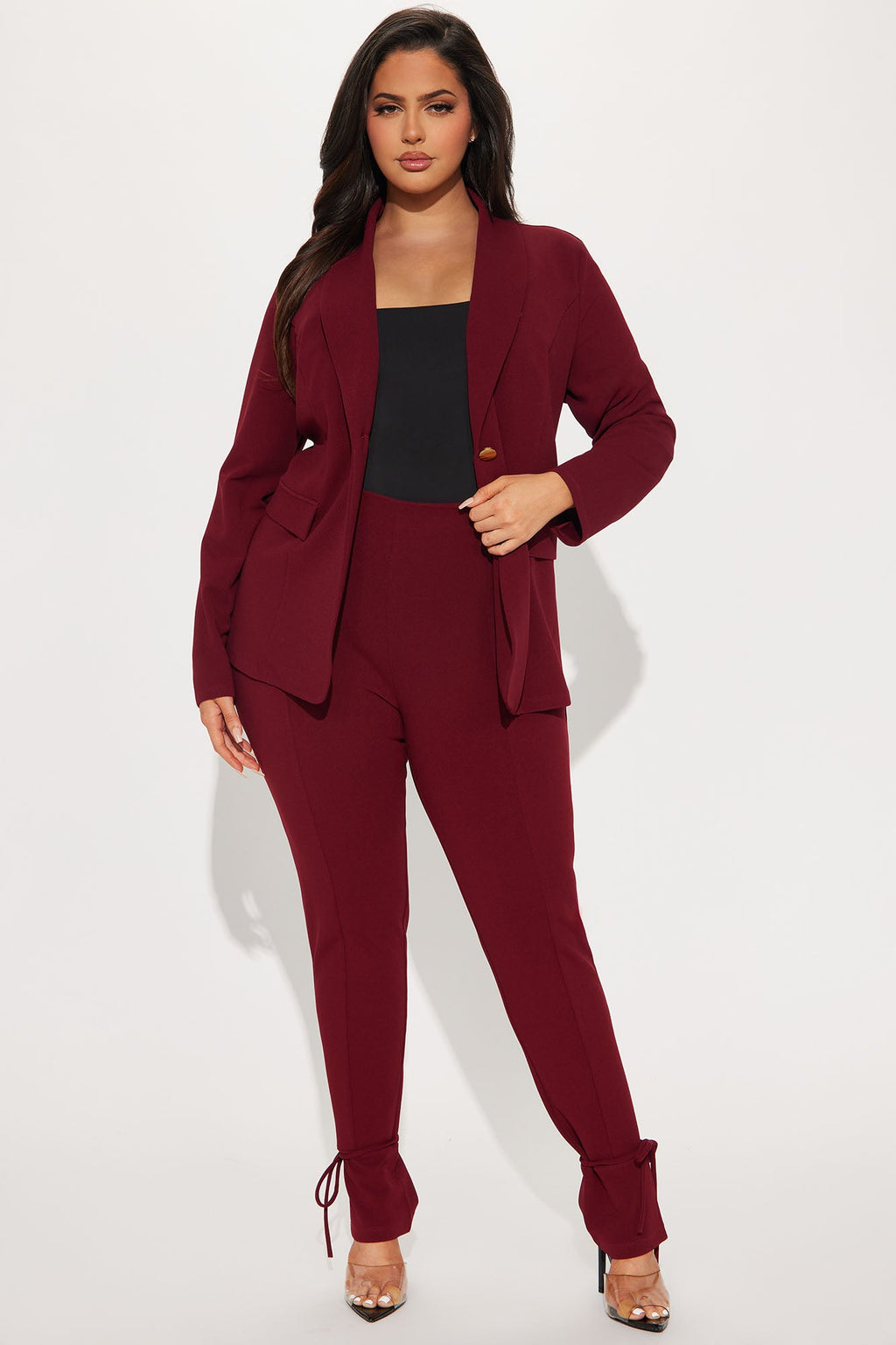 Head Of The Table Pant Suit - Burgundy