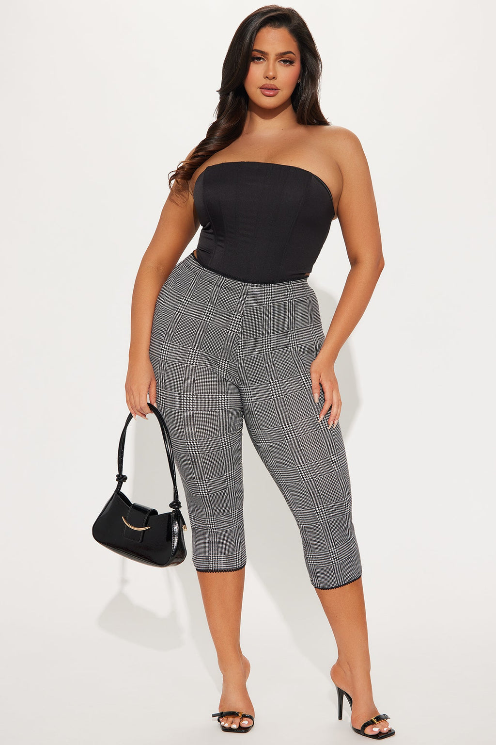 Jazlyn Houndstooth Capri Legging - Black/White