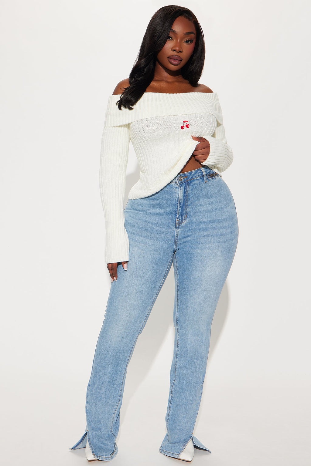 Out For The Night Split Hem Bootcut Jeans - Light Wash