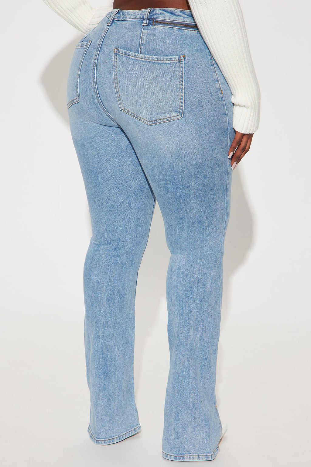Out For The Night Split Hem Bootcut Jeans - Light Wash