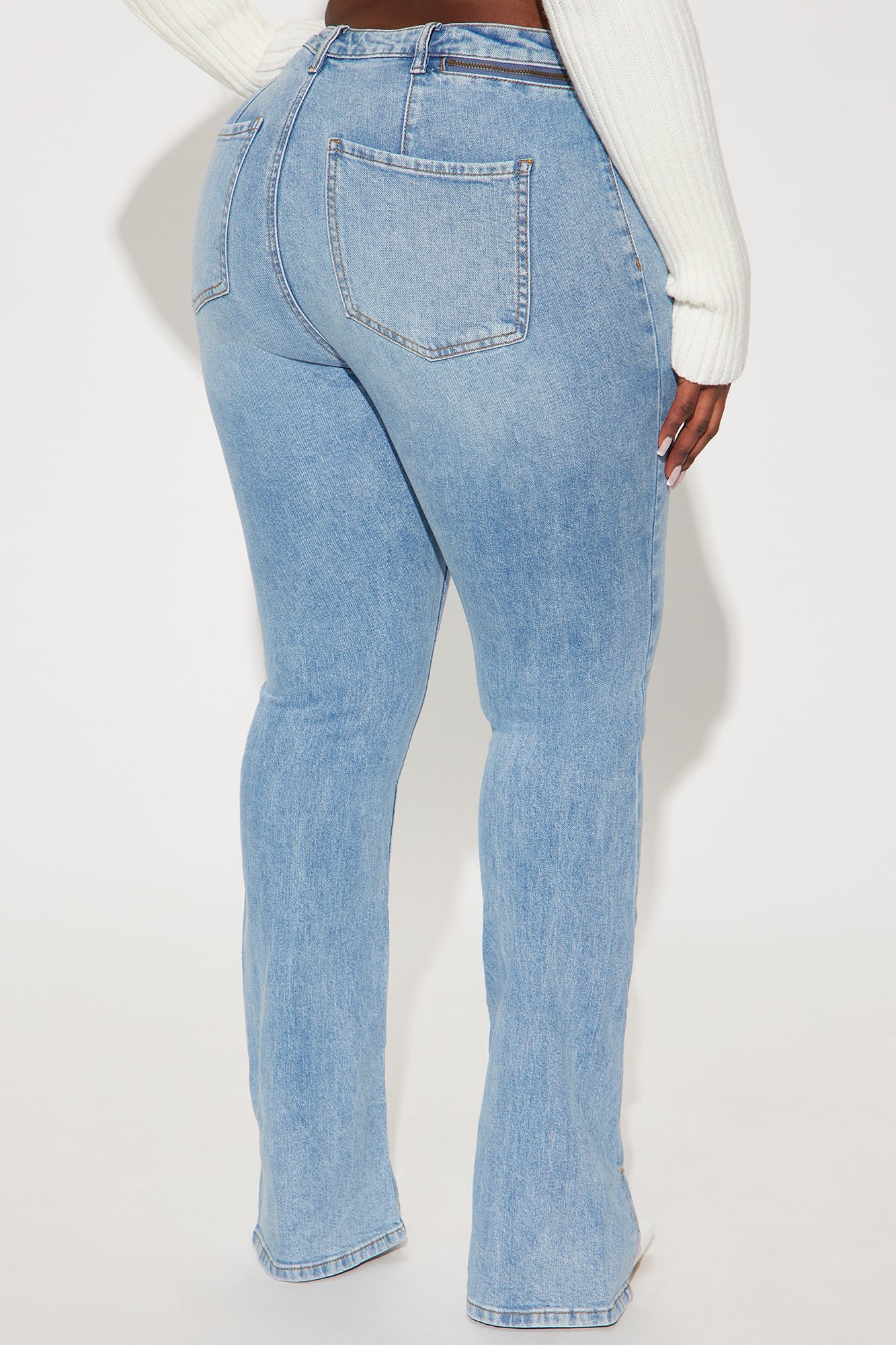 Out For The Night Split Hem Bootcut Jeans - Light Wash