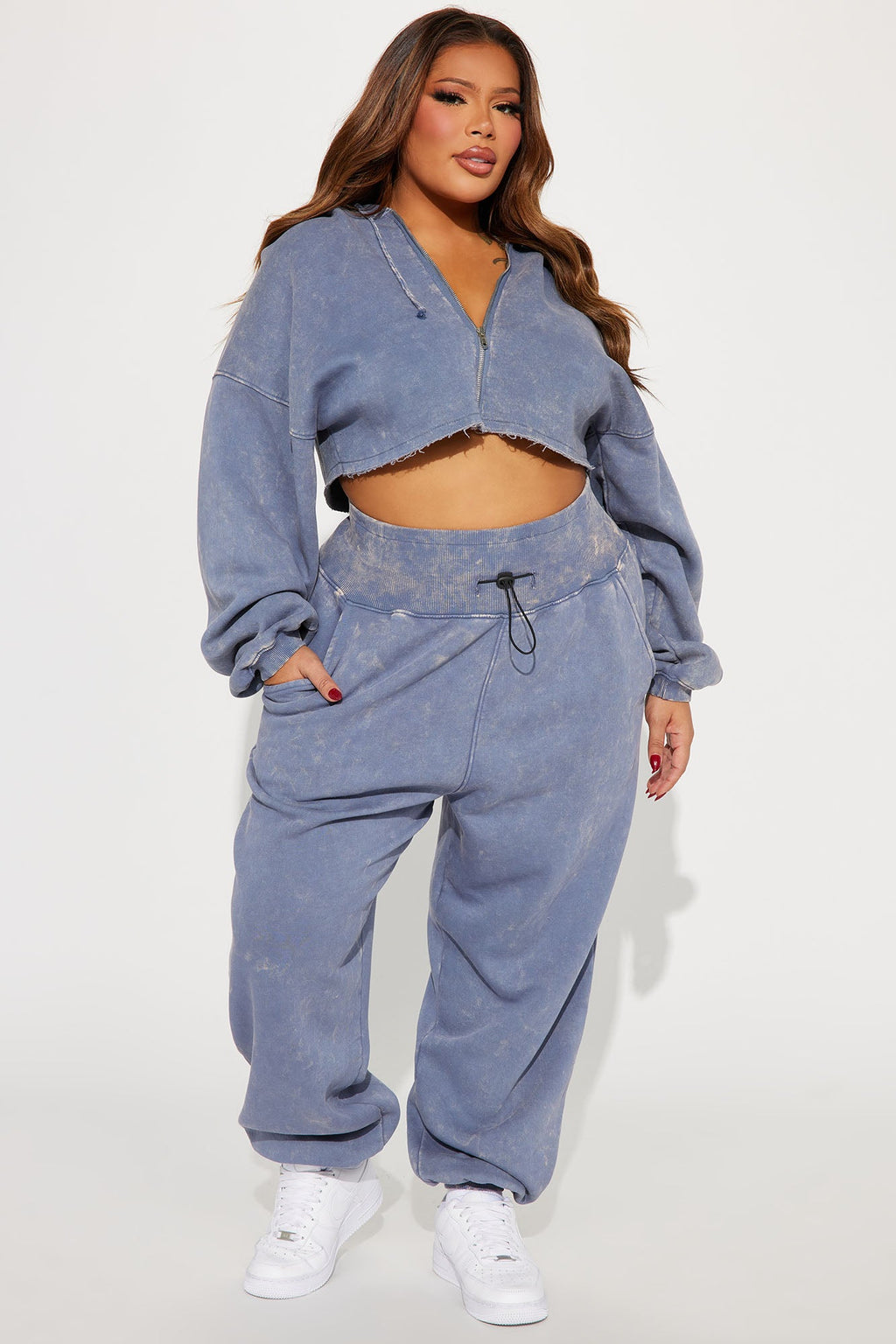 Tamara Washed Jogger Set - Slate Blue