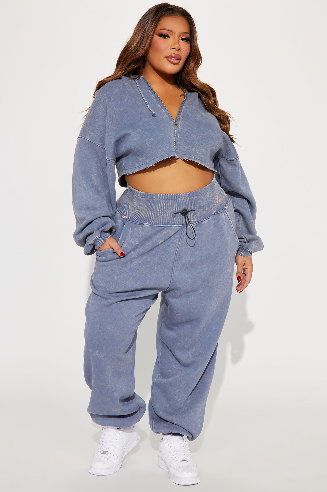 Tamara Washed Jogger Set - Slate Blue