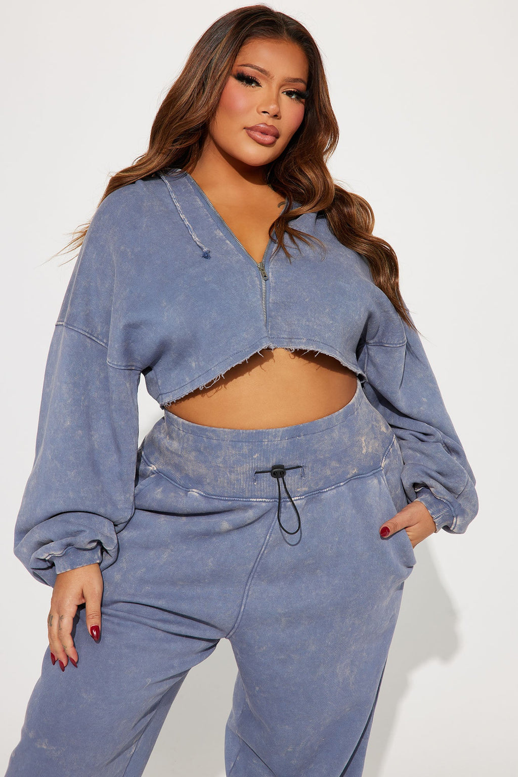 Tamara Washed Jogger Set - Slate Blue