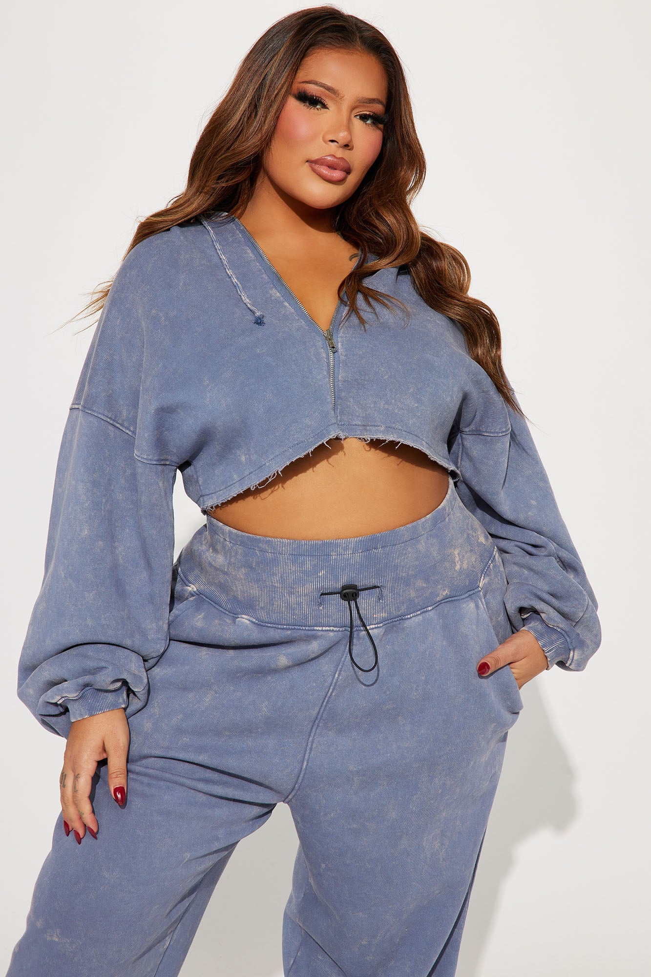 Tamara Washed Jogger Set - Slate Blue
