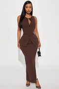 Office Ready Maxi Dress - Brown
