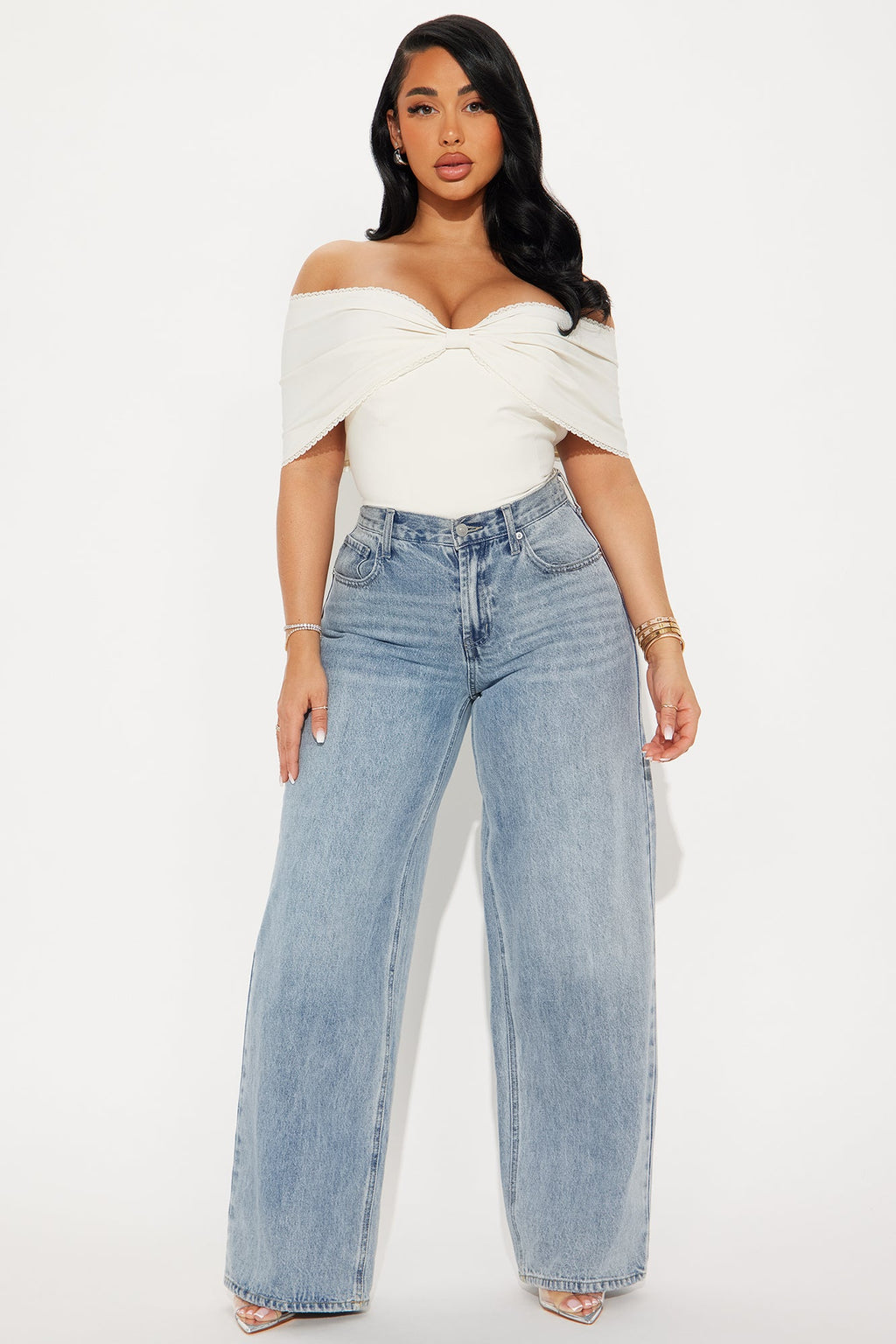Perfectly Wrapped Off Shoulder Top - Ivory