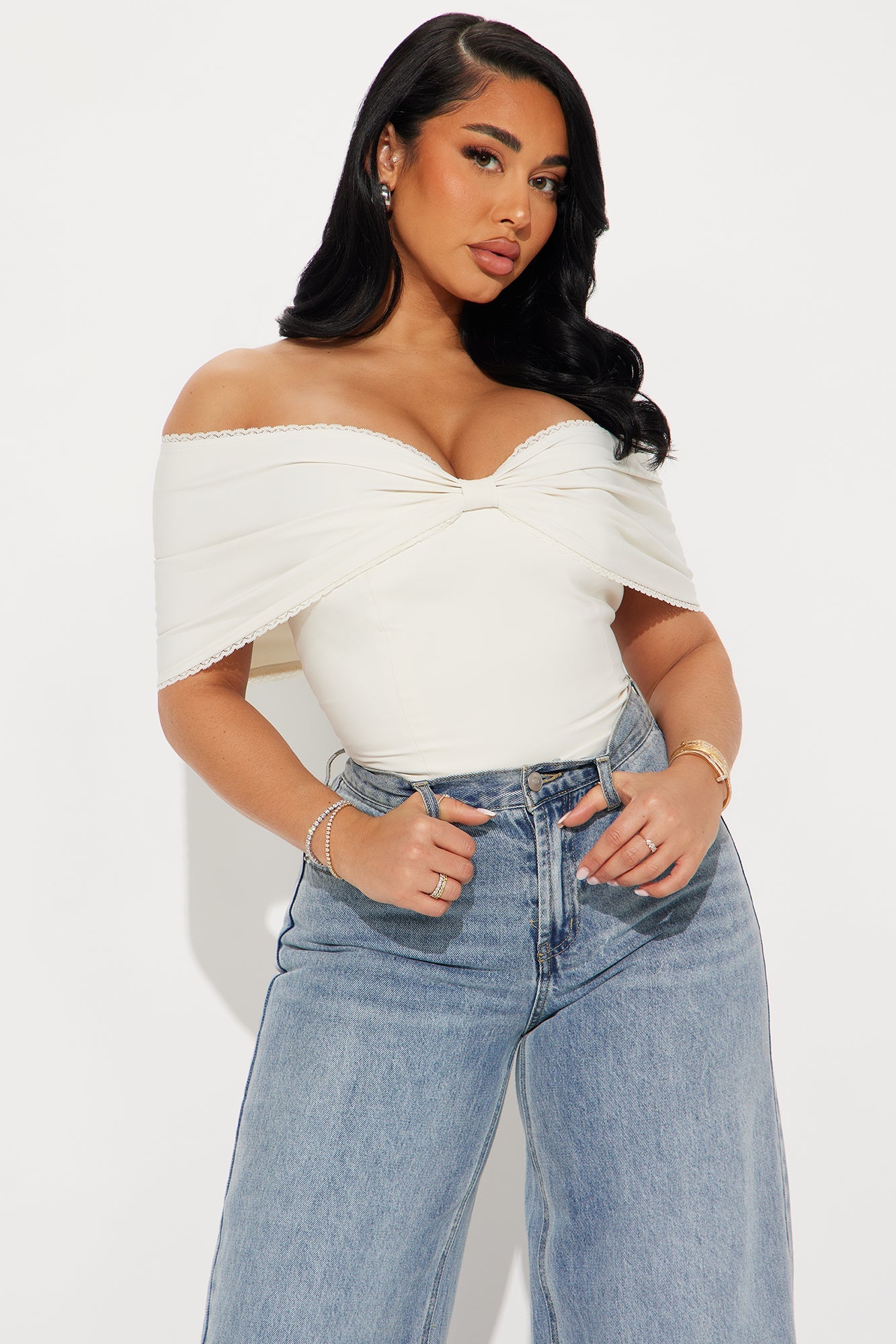Perfectly Wrapped Off Shoulder Top - Ivory