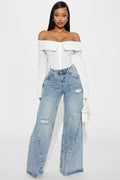 Kyrah Non Stretch Wide Leg Jeans - Medium Wash